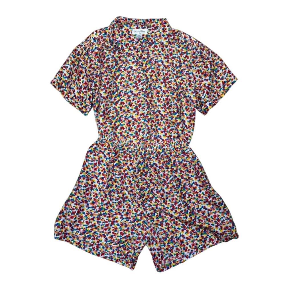 Oscar de la Renta Expressions 80s / 90s Silk Multicolor Print Pajama Set Medium - Picture 5 of 10